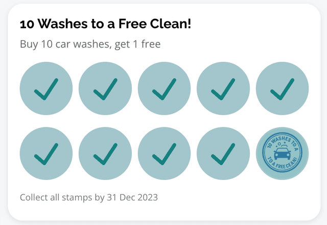 Car Washes Loyalty Card